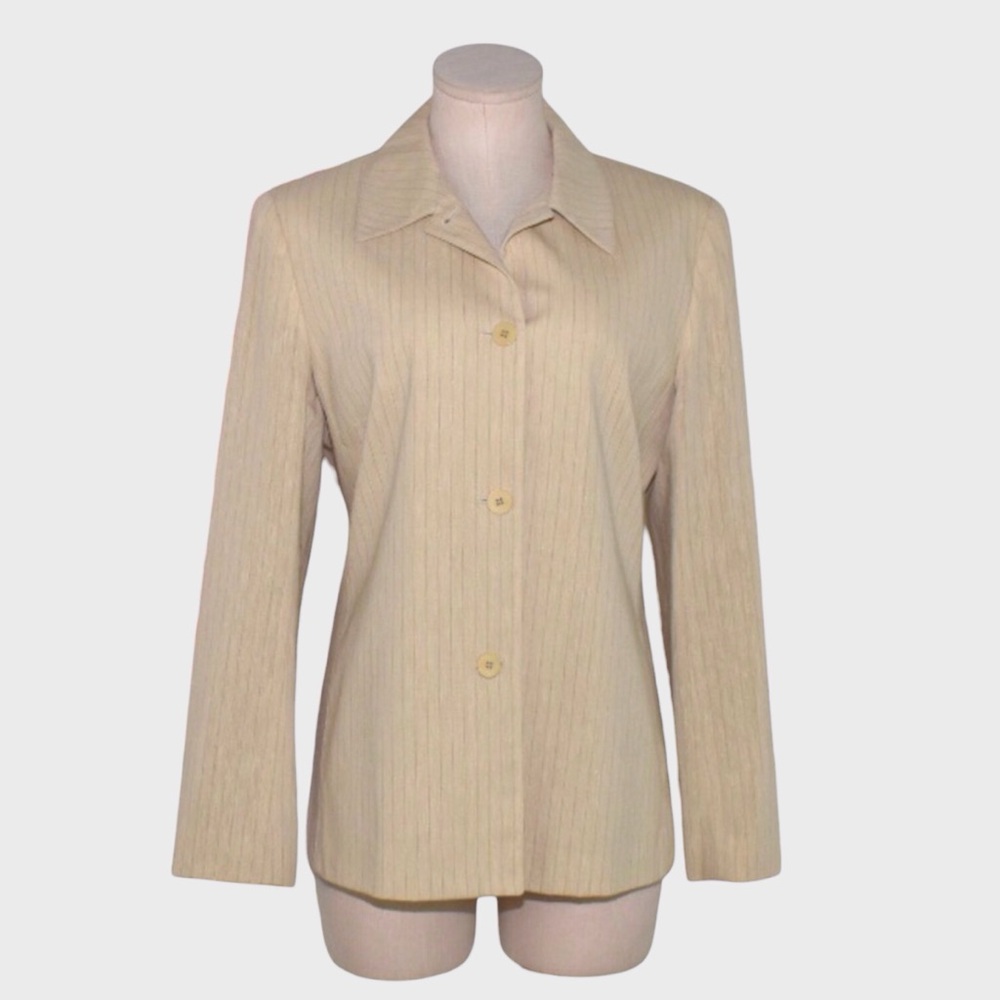 Lafayette 148 New York Linen Pinstripe Button Up Blazer